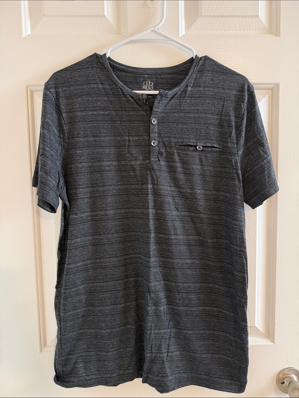 Rock & Republic Charcoal Striped Short Sleeve Henley